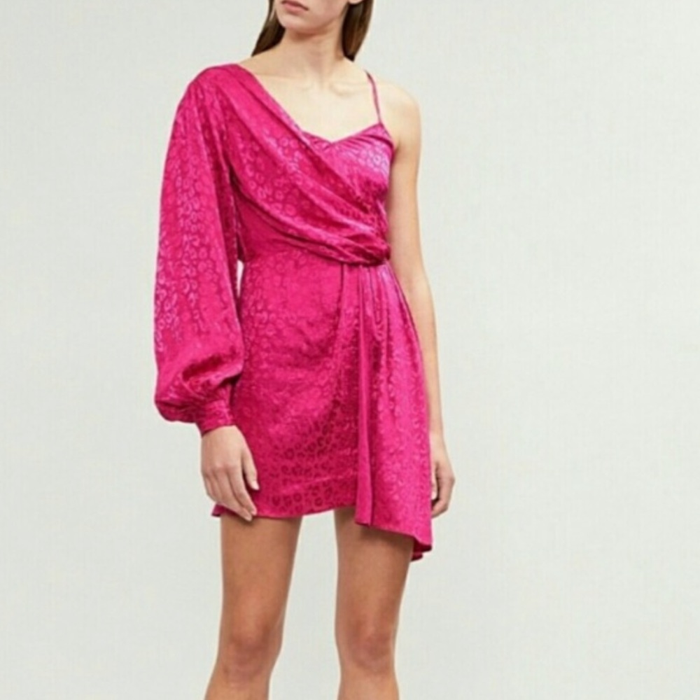 Topshop One Shoulder Drop Jacquared Dress